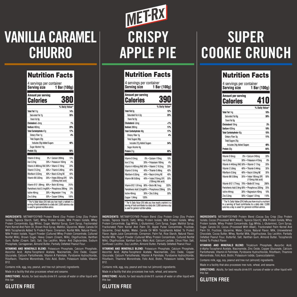 MET-Rx primer plano de textura Super Cookie Crunch, crujiente y apetecible