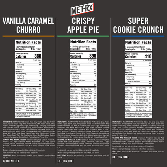 MET-Rx primer plano de textura Super Cookie Crunch, crujiente y apetecible