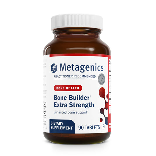 Metagenics Bone Builder frente del empaque mostrando la marca y beneficio óseo