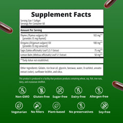Botella de Metagenics CandiBactin-AR junto a una regla para comparar tamaño y contenido visualmente.