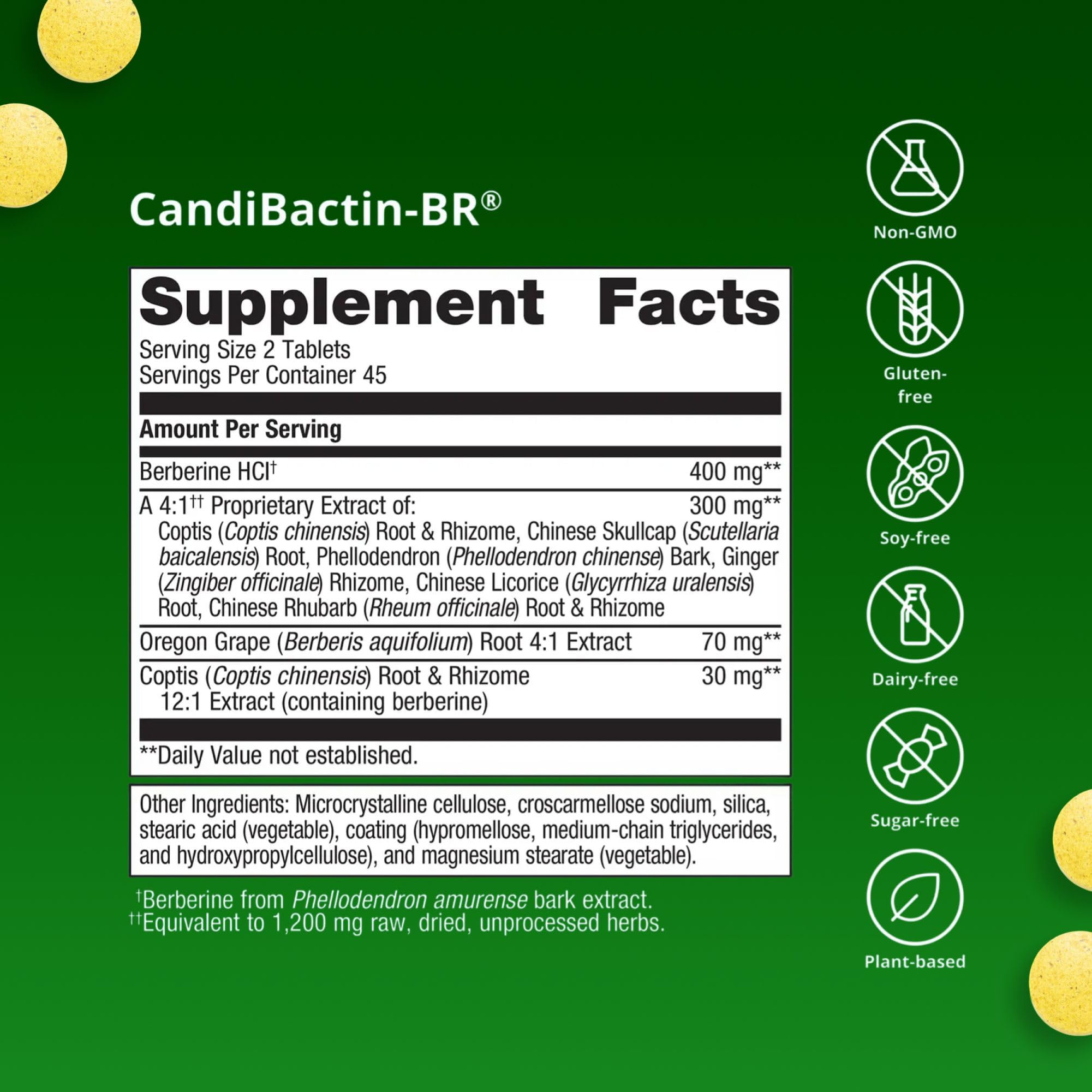 Metagenics CandiBactin‑BR botella abierta con tabletas sobre mesa, almacenamiento práctico y seguro