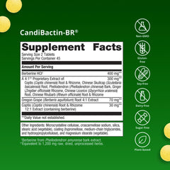 Metagenics CandiBactin‑BR botella abierta con tabletas sobre mesa, almacenamiento práctico y seguro