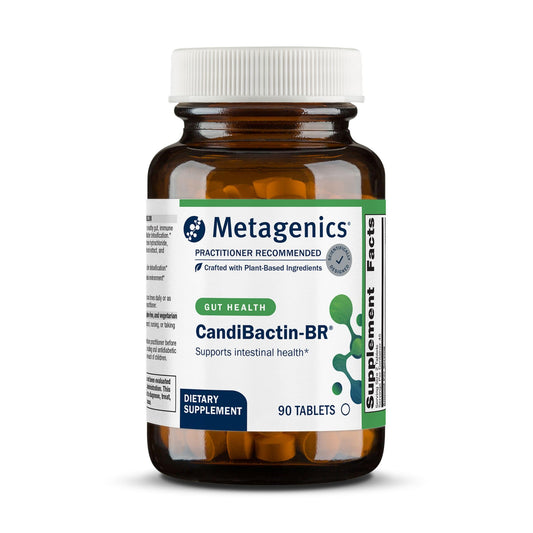 Metagenics CandiBactin‑BR frente del empaque mostrando marca y presentación, confianza profesional