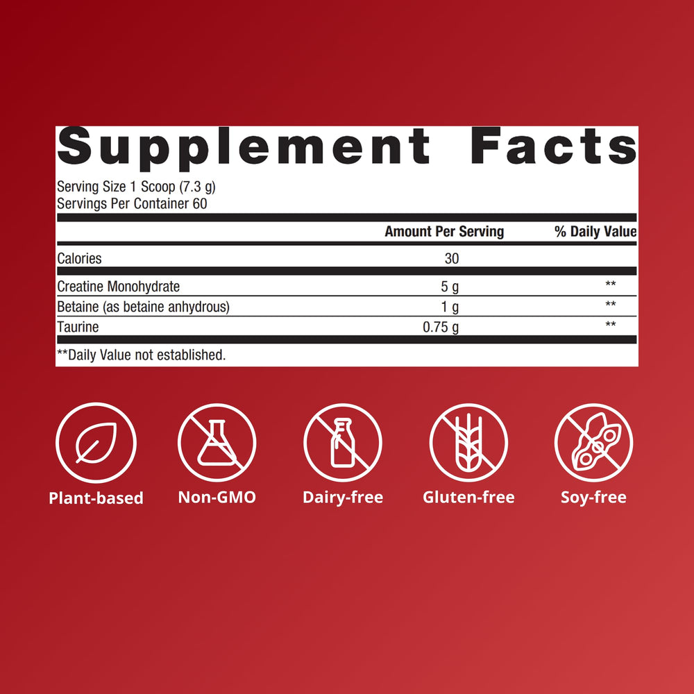 Metagenics Creatine UP cuchara medidora junto al envase, control de dosis preciso