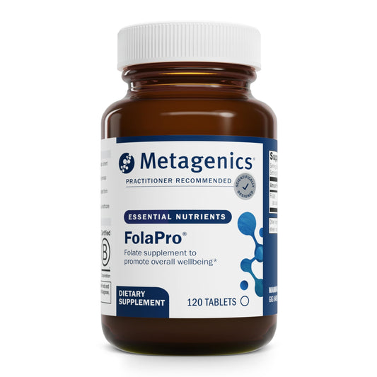 Metagenics FolaPro vista frontal del envase mostrando etiquetado y beneficio
