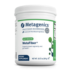 Metagenics MetaFiber envase frontal, presenta beneficios de regularidad