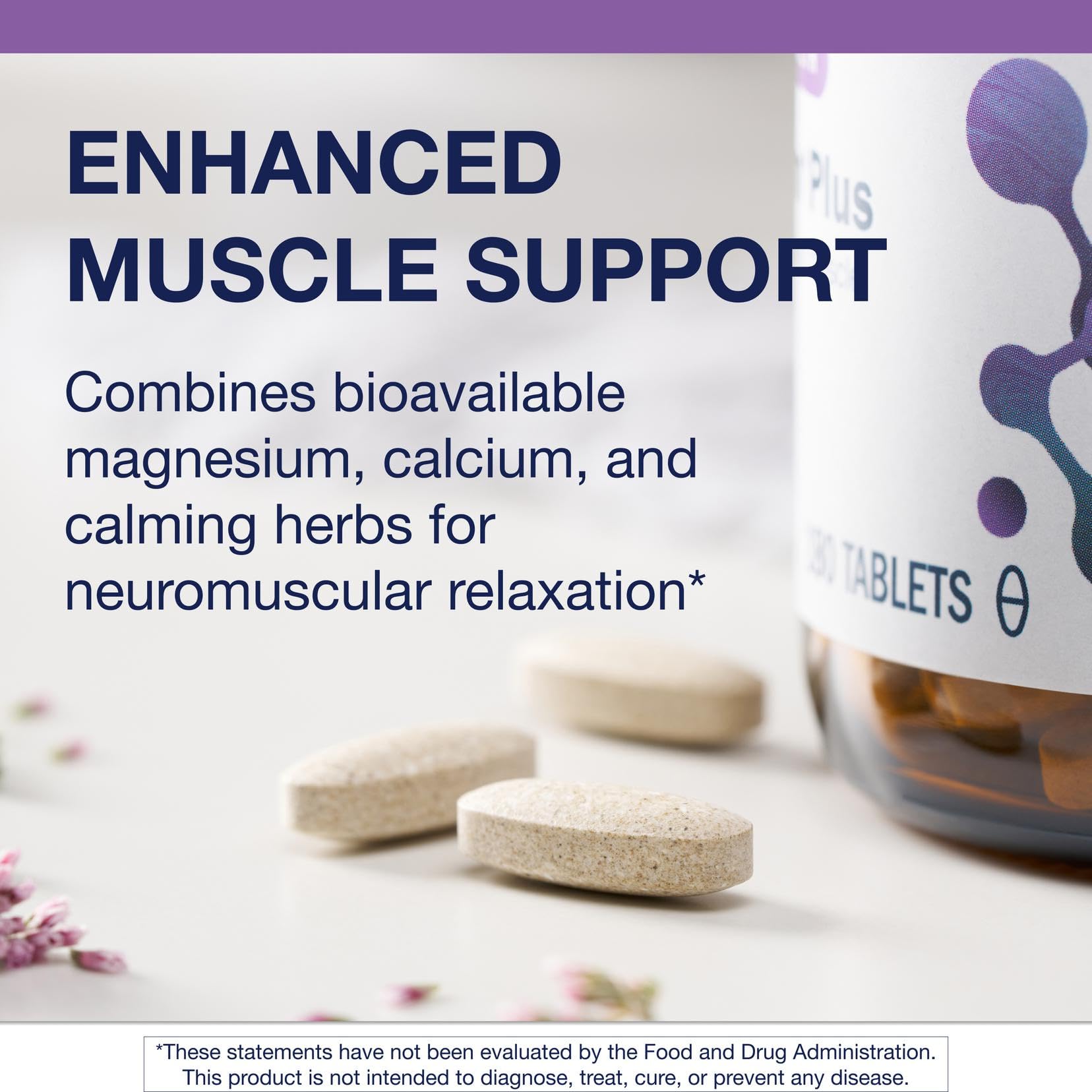 Metagenics MyoCalm Plus etiqueta detallada que muestra ingredientes y certificaciones