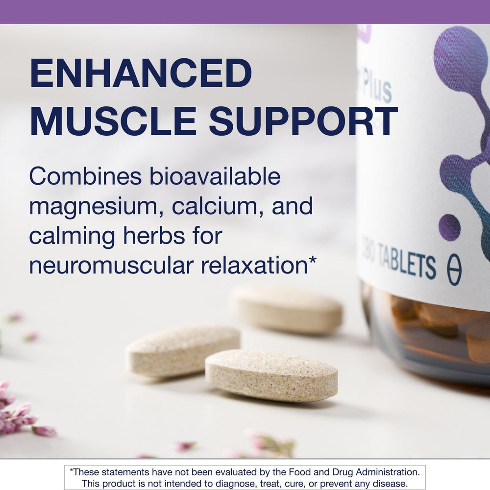 Metagenics MyoCalm Plus etiqueta detallada que muestra ingredientes y certificaciones