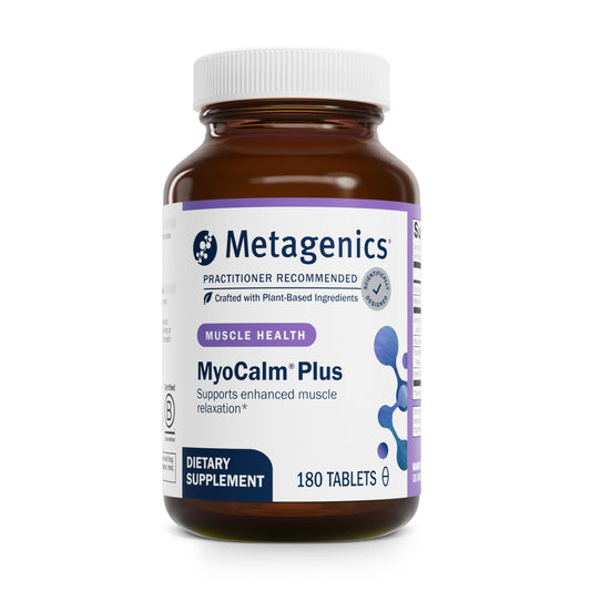 Metagenics MyoCalm Plus frente del empaque mostrando claridad y confianza
