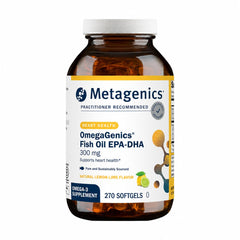 Metagenics envase frontal mostrando 270 softgels y beneficios generales