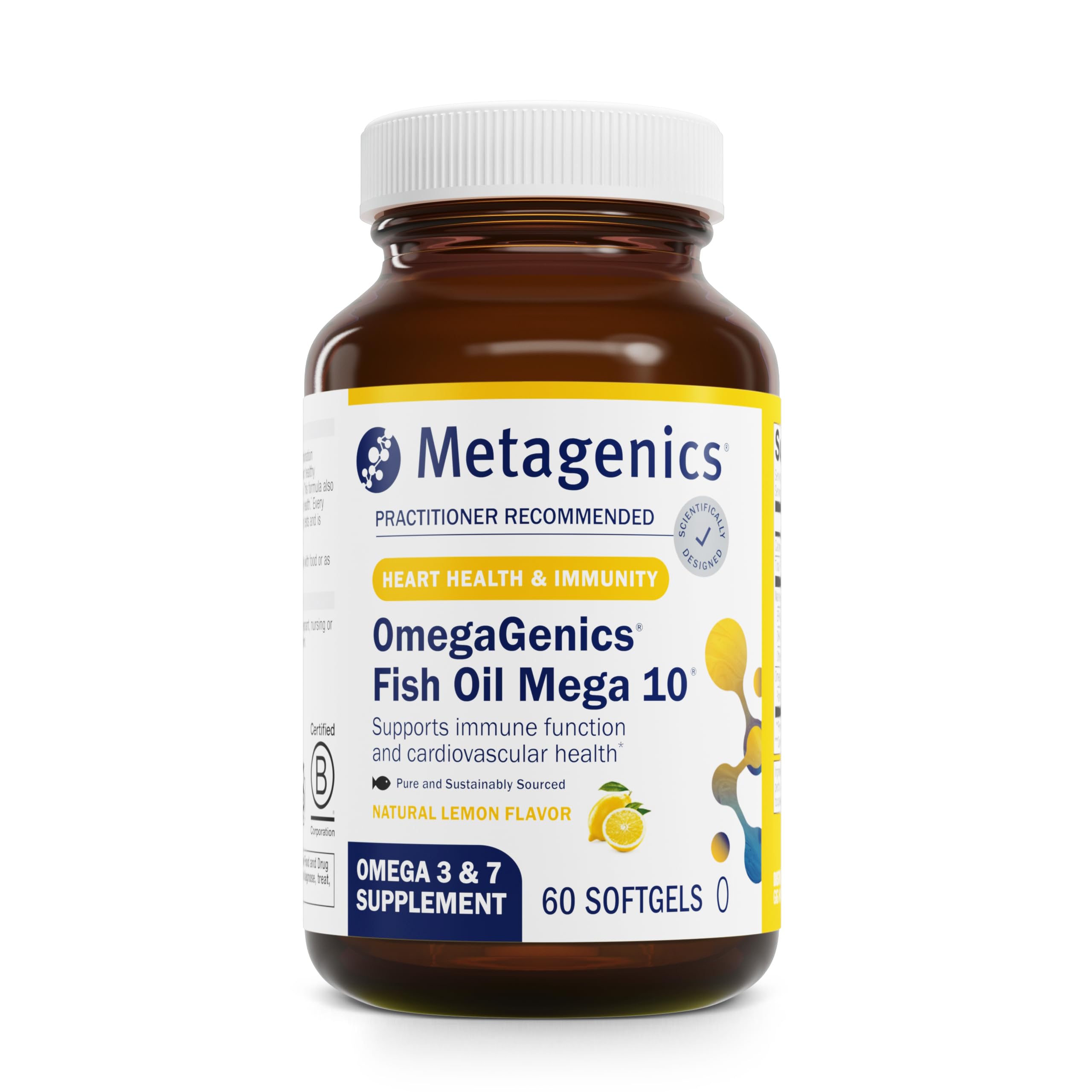 Metagenics OmegaGenics frontal del envase mostrando marca y beneficios