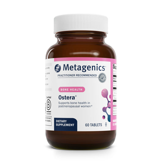 Metagenics Ostera frontal del empaque mostrando marca y beneficios