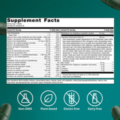 Metagenics etiqueta nutricional detallando vitaminas, minerales y fitoquímicos