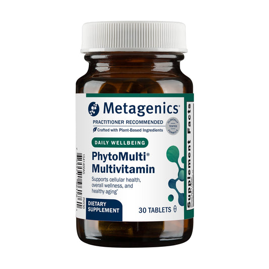 Metagenics PhytoMulti frente del envase mostrando el producto y beneficio antioxidante