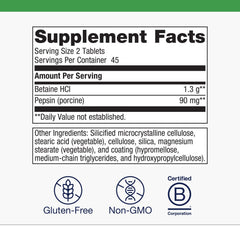Metagenics SpectraZyme etiqueta nutricional enfocada en dosis y composición