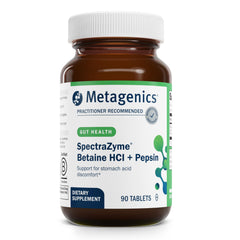 Metagenics SpectraZyme frente del envase mostrando la marca y beneficios