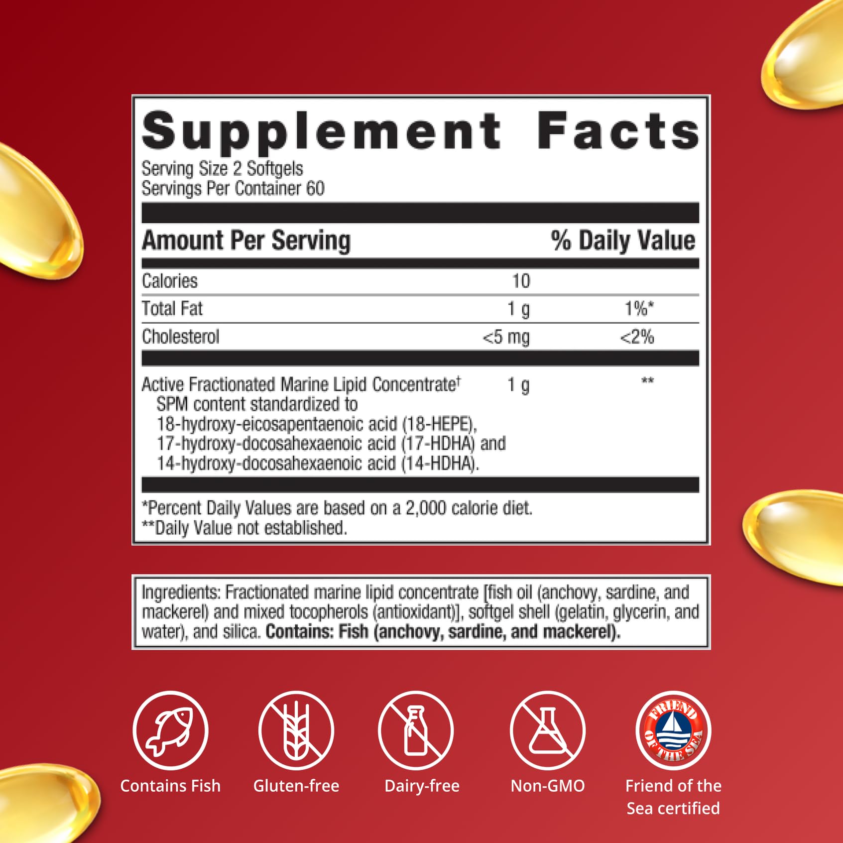 Metagenics SPM Active etiqueta con ingredientes y certificaciones de calidad