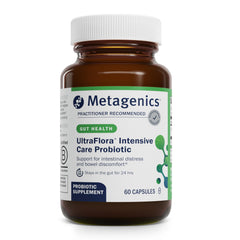 Metagenics envase frontal mostrando 60 cápsulas y beneficio de apoyo digestivo