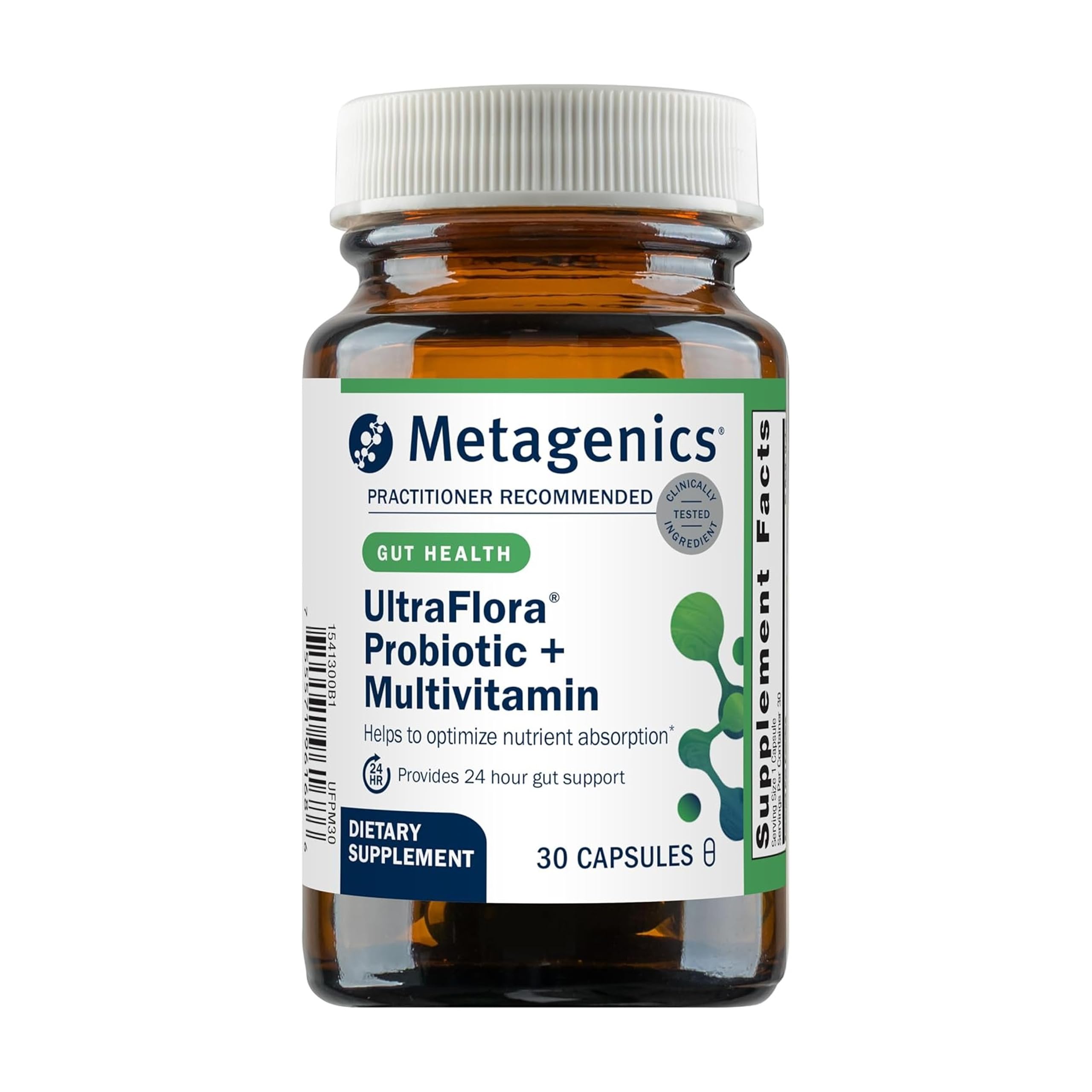 Metagenics frontal del empaque mostrando el producto y confianza
