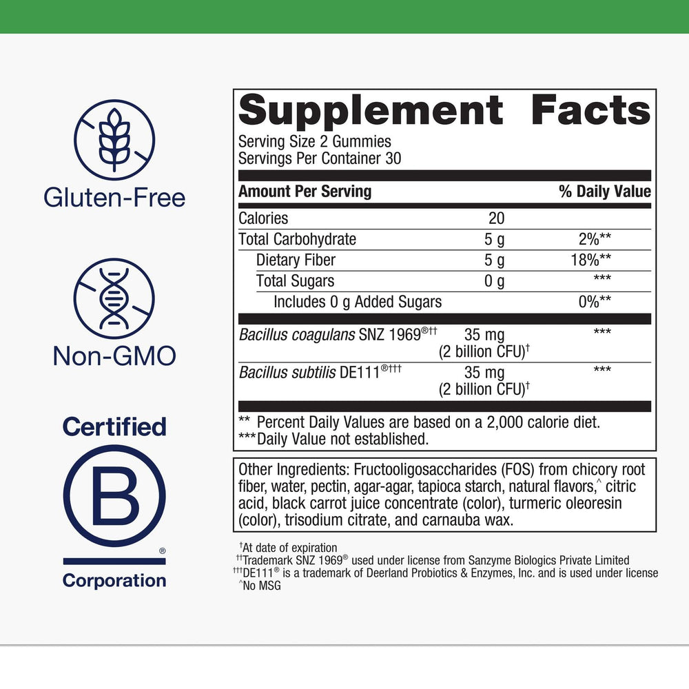 Metagenics detalle de ingredientes activos probiótico prebiótico postbiótico