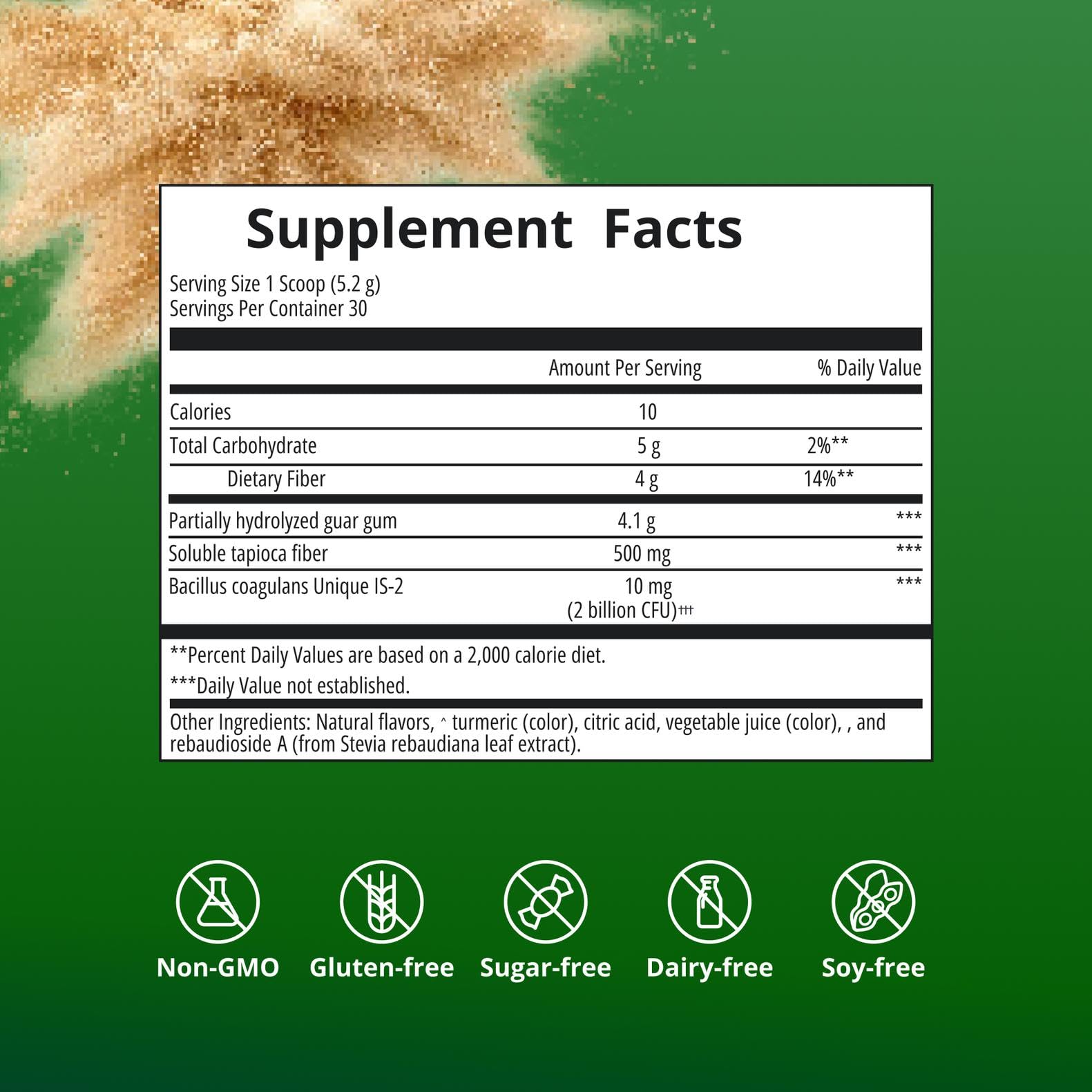 Comparación de tamaño del envase Metagenics UltraFlora Fiber y manos, 30 porciones claras