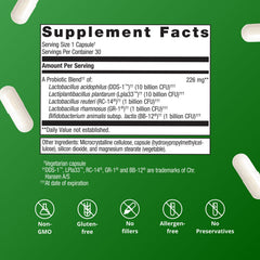 Metagenics UltraFlora cápsulas junto a alimentos saludables para uso diario integrado