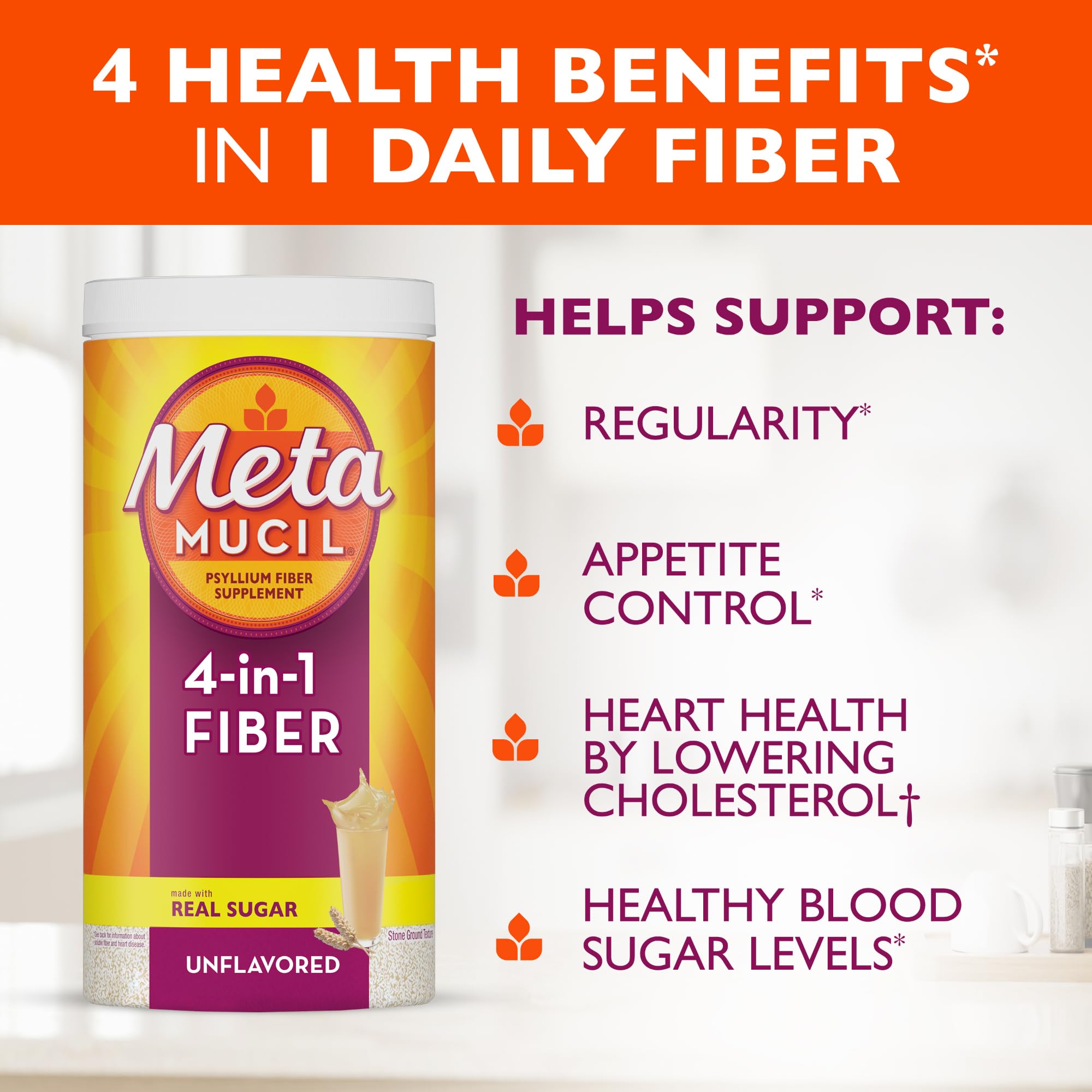 Metamucil cucharada con polvo lista para añadir líquidos