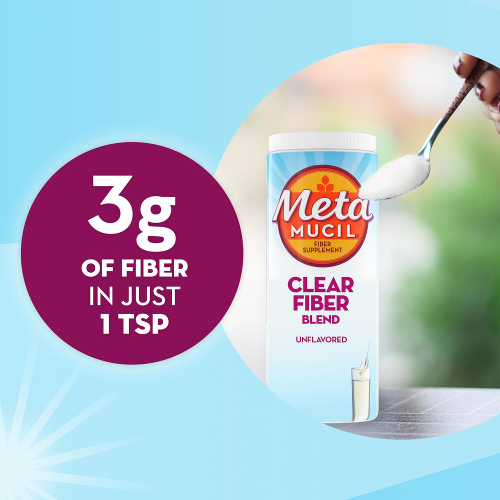 Metamucil añadido a batido y yogur mostrando versatilidad y mezcla invisible