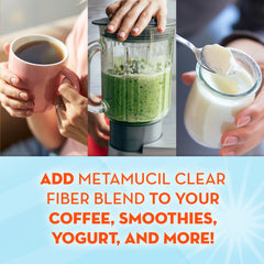 Etiqueta Metamucil con lista de ingredientes resaltando fibra soluble e inulina