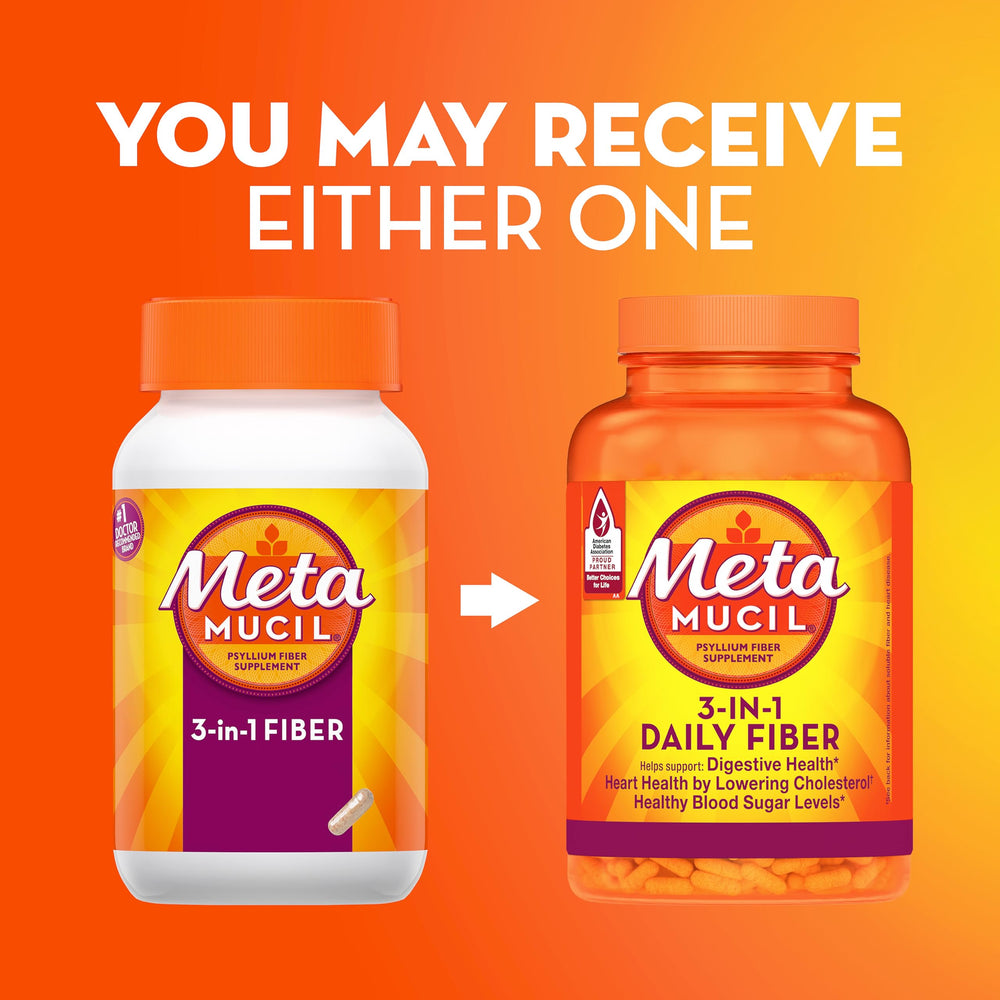Metamucil etiqueta nutricional resaltando contenido de fibra