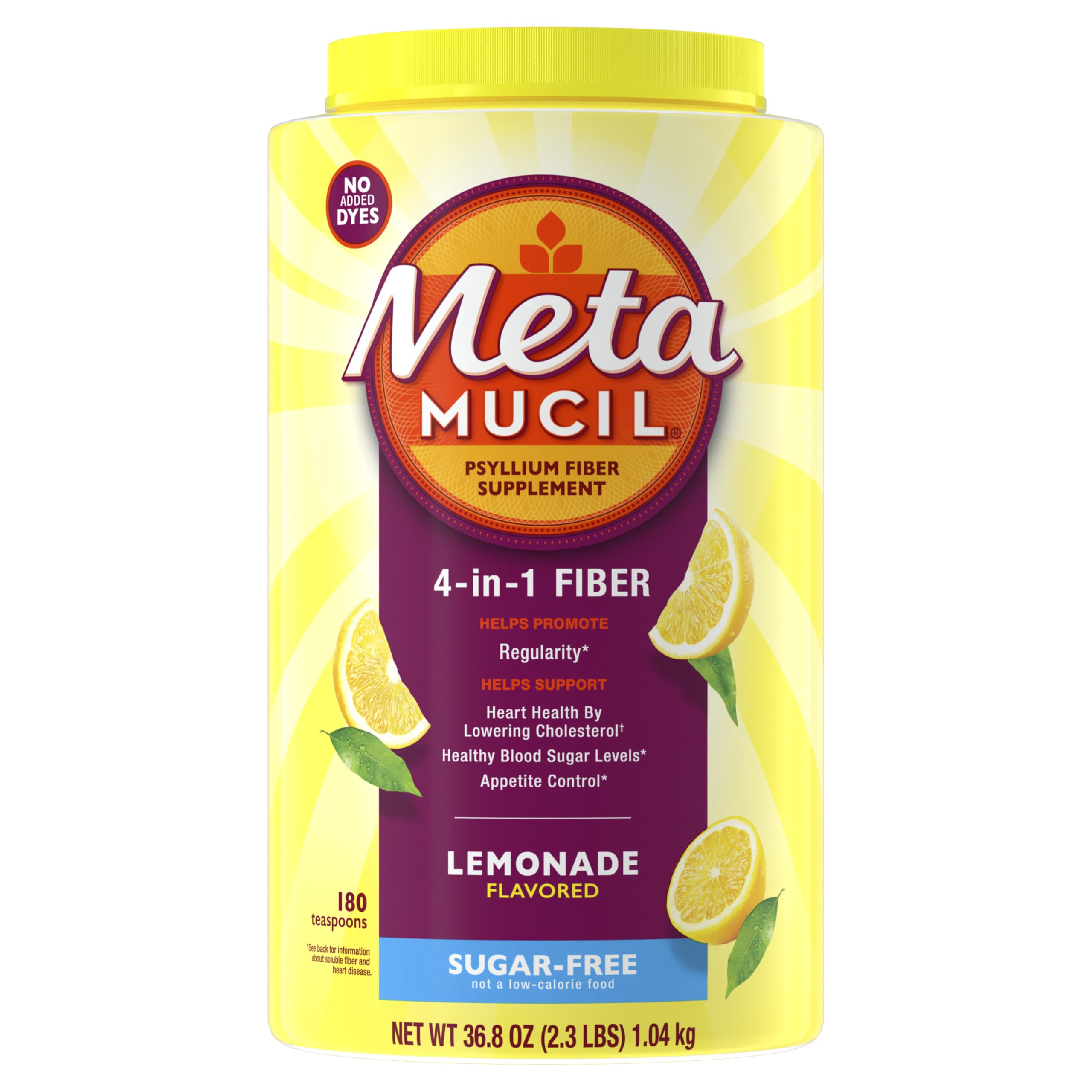 Metamucil envase frontal limonada mostrando nombre de marca y tamaño