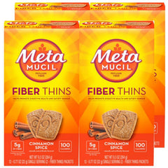 Metamucil paquete frontal canela mostrando porciones y beneficio de fibra