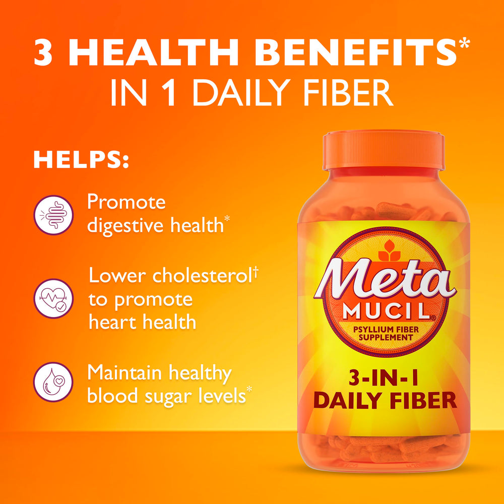 Metamucil psyllium husk textura de fibra vegetal, soporte digestivo