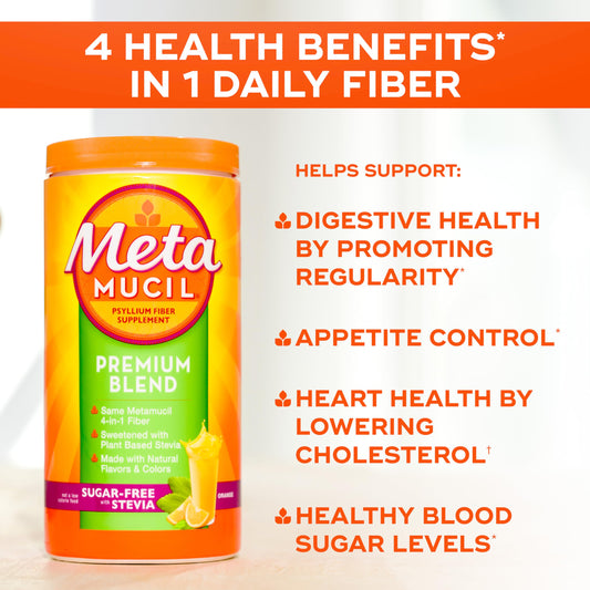 Metamucil polvo textura cercana para mezclar, muestra consistencia y disolución fácil