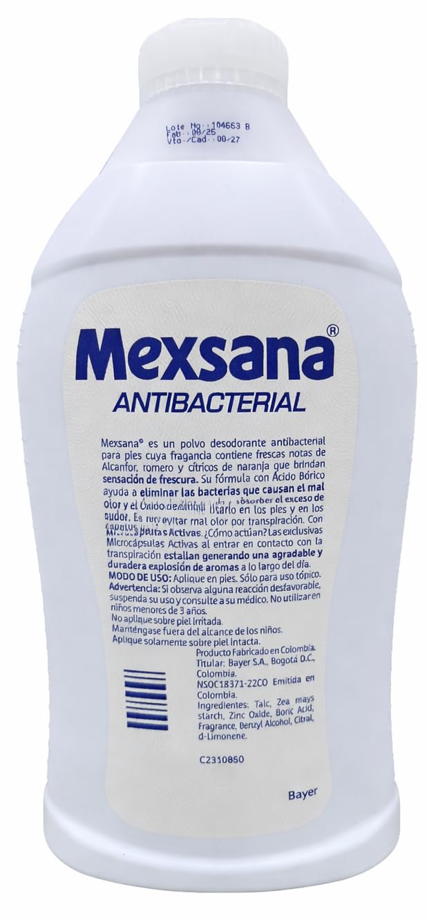 Mexsana detalle del polvo fino que absorbe humedad eficazmente