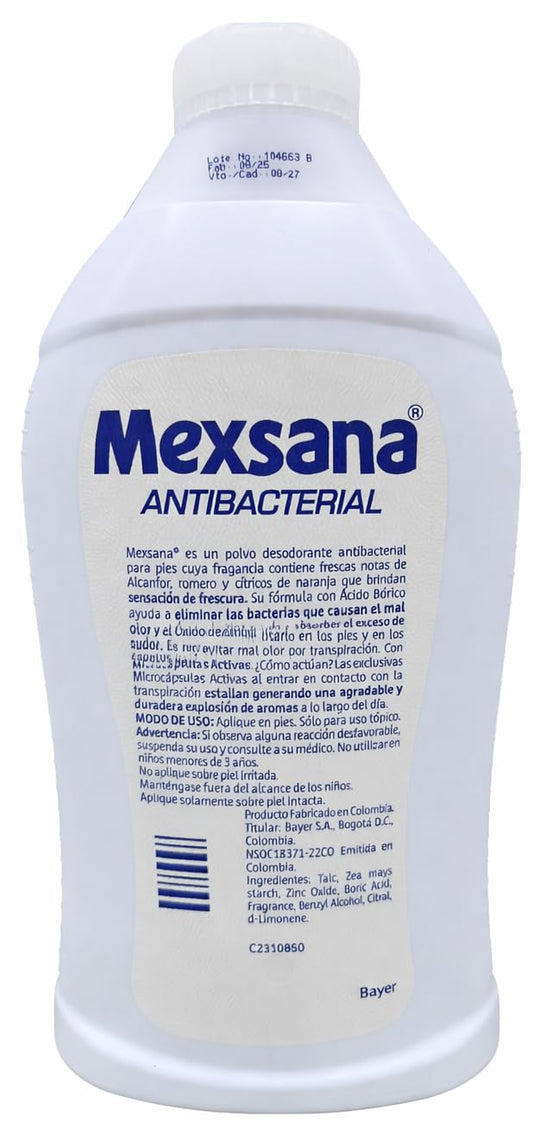 Mexsana detalle del polvo fino que absorbe humedad eficazmente