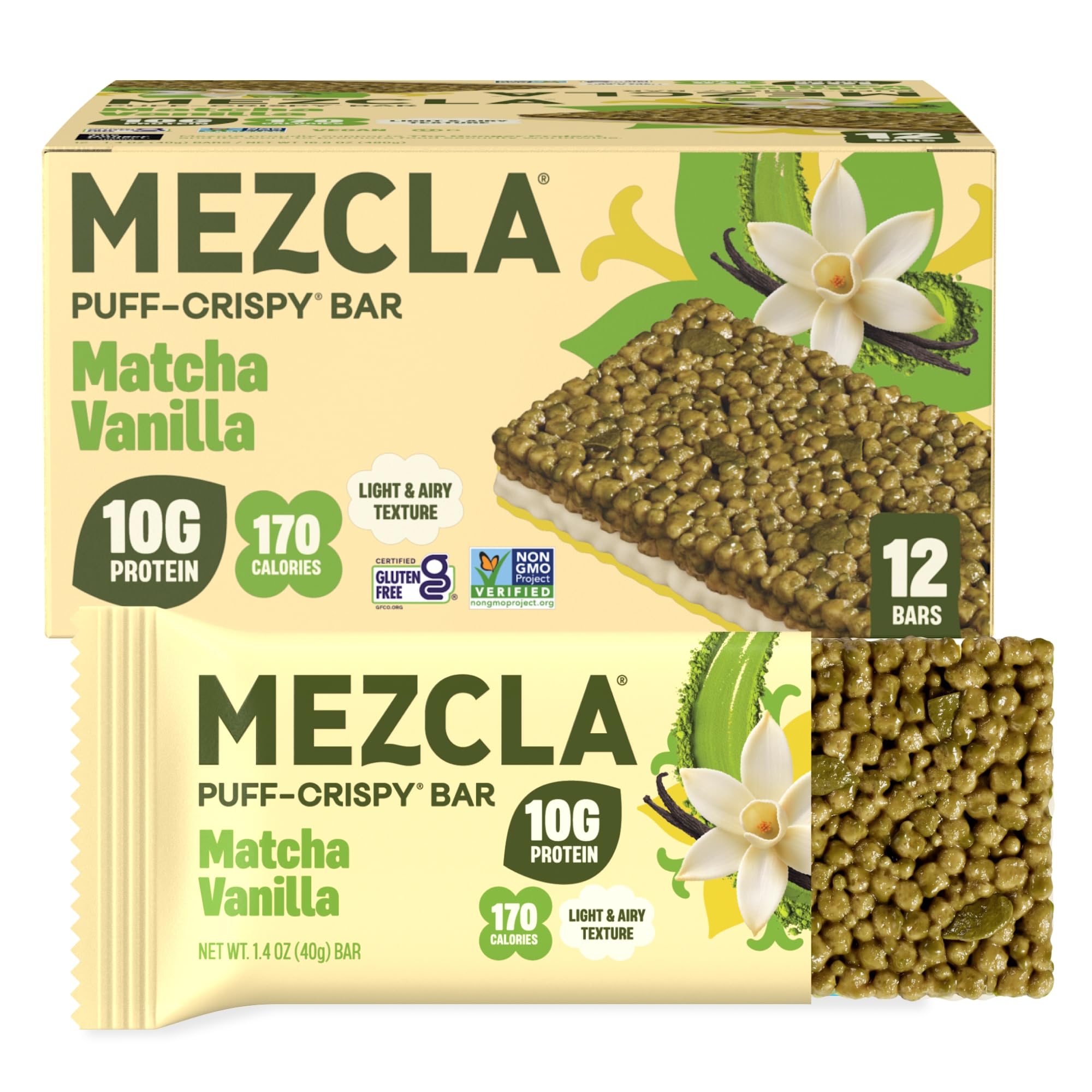 Mezcla empaque frontal mostrando barras y beneficios visibles