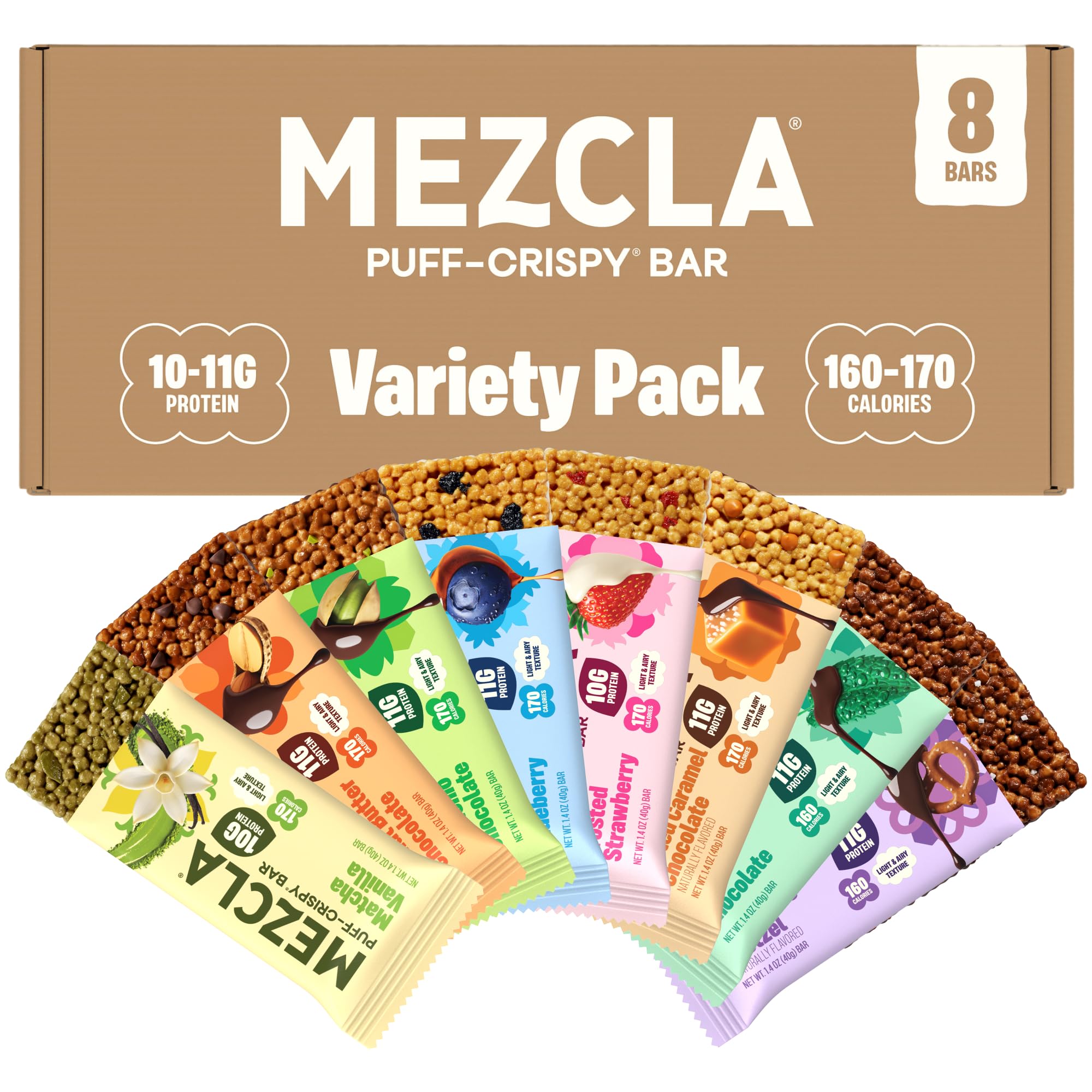 Mezcla empaque frontal mostrando la variedad y conveniencia