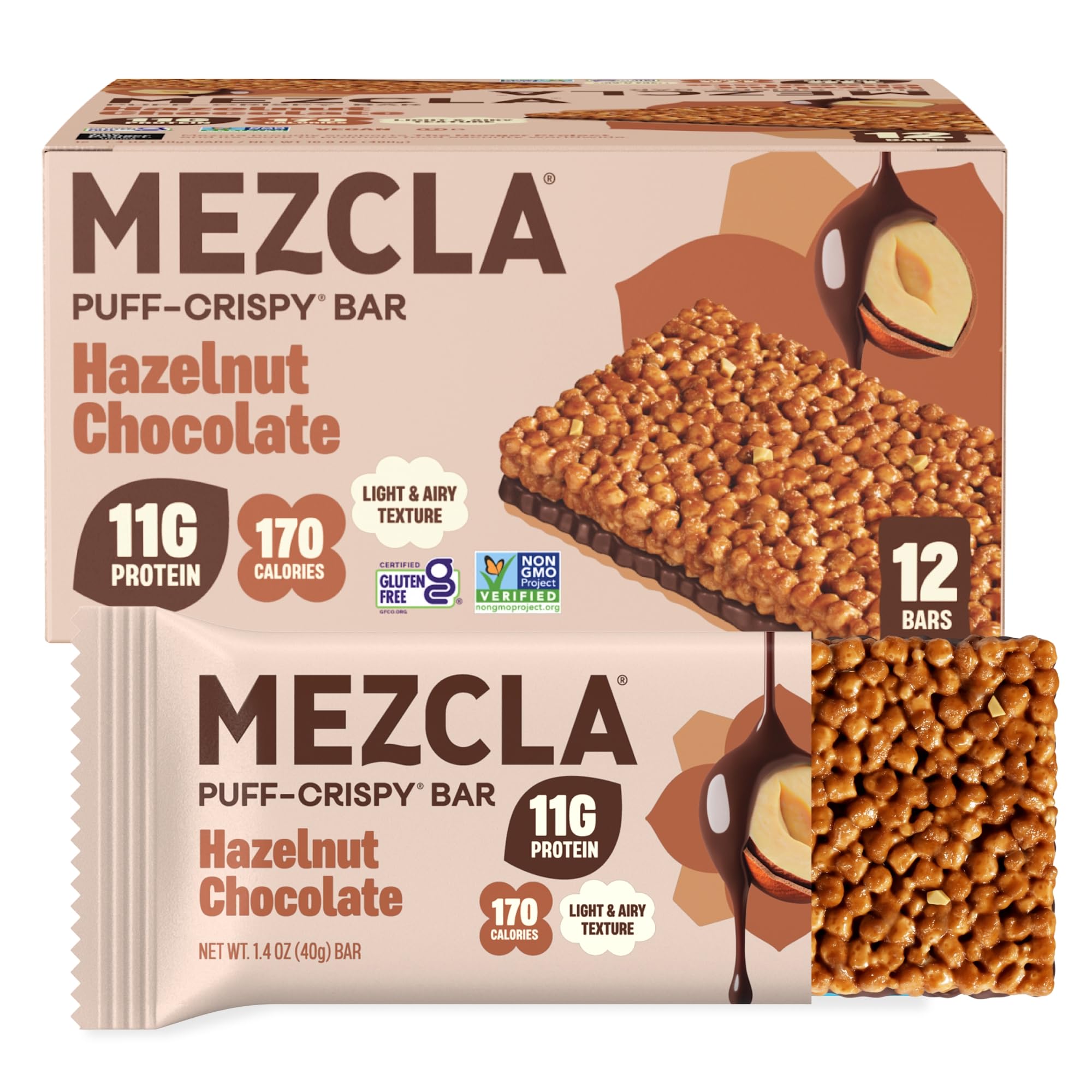 Mezcla empaque frontal mostrando barras, ideal para llevar