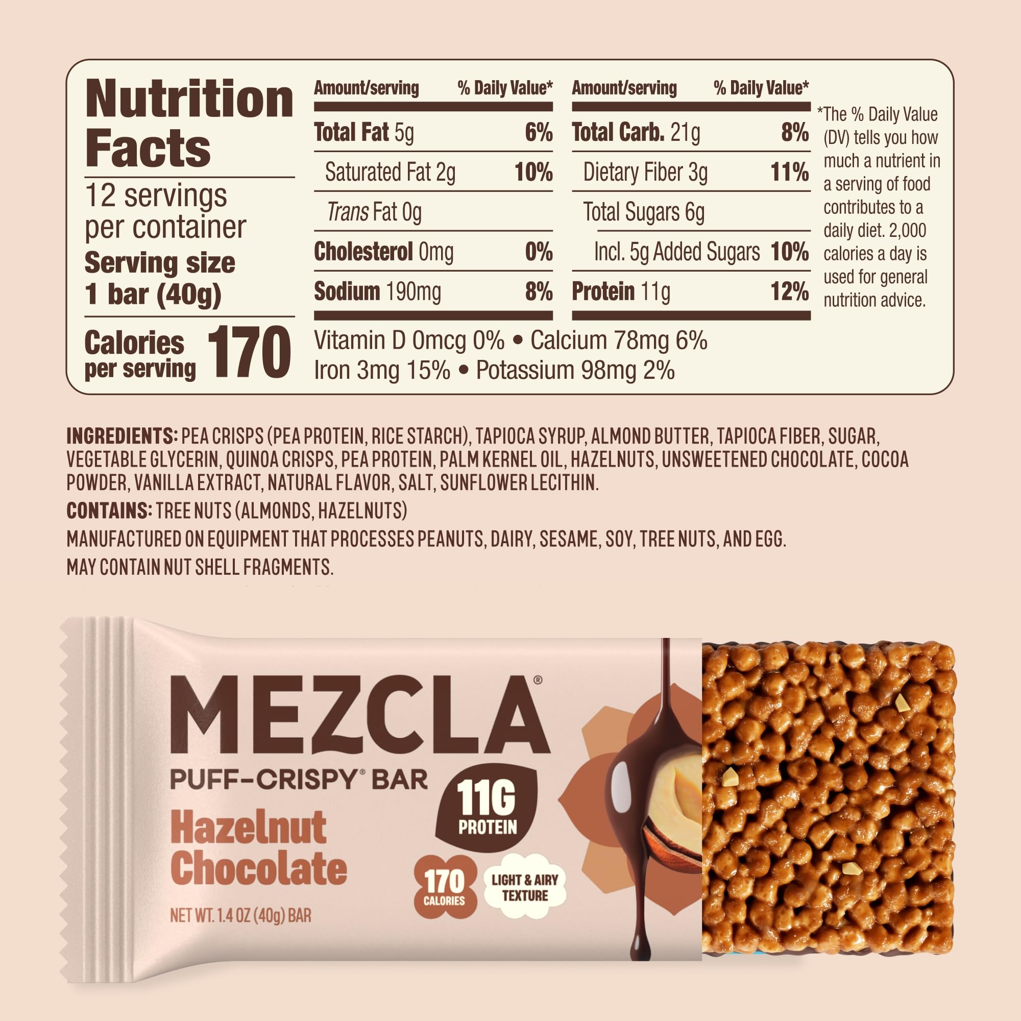 Mezcla detalle de textura puff-crispy que aporta crocancia