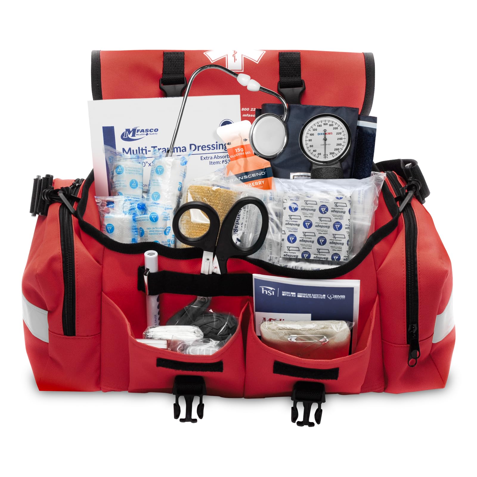 MFASCO bolsa frontal roja visible para localización rápida