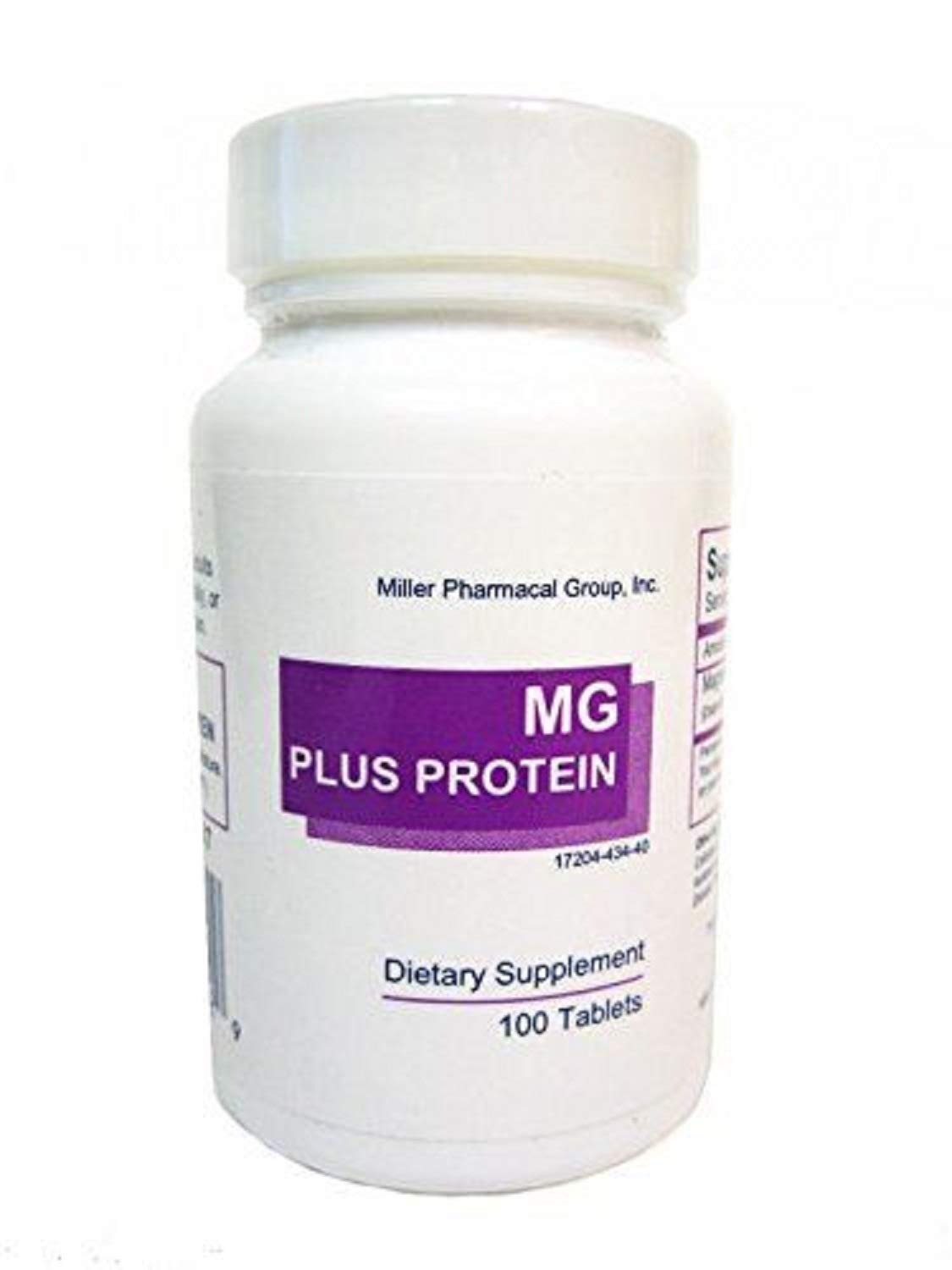 Frasco Mg Plus Protein Miller frontal, envase compacto para viaje y almacenamiento