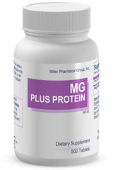 Mg Plus Protein frasco frontal con 500 tabletas, presentación y conveniencia