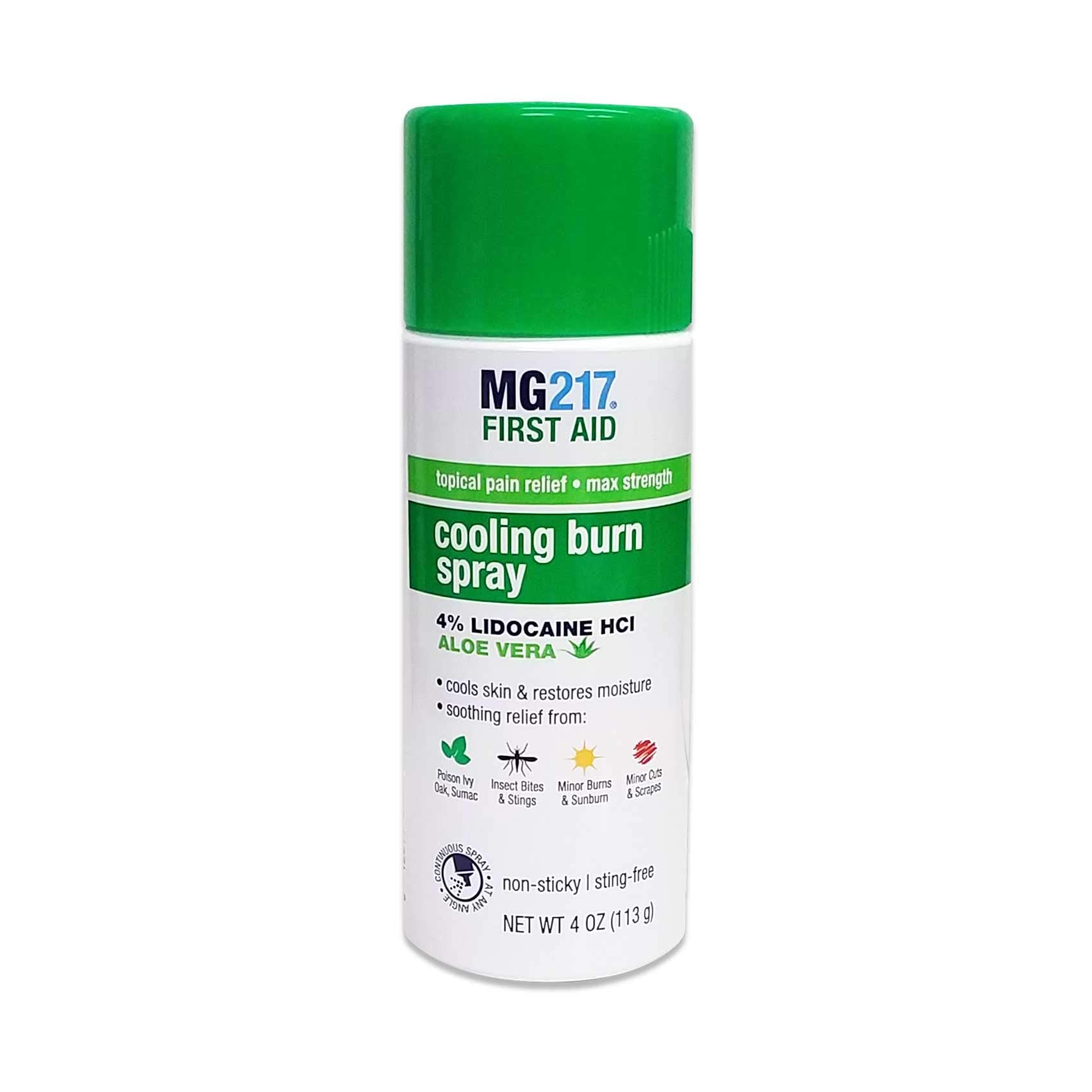 MG217 frente del aerosol mostrando etiqueta y tamaño, fácil identificación