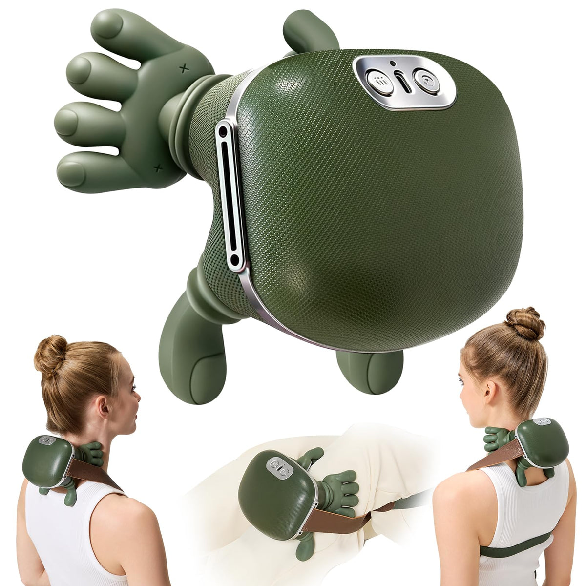 Mgfdget vista frontal del masajeador 4D con diseño ergonómico y alivio visible