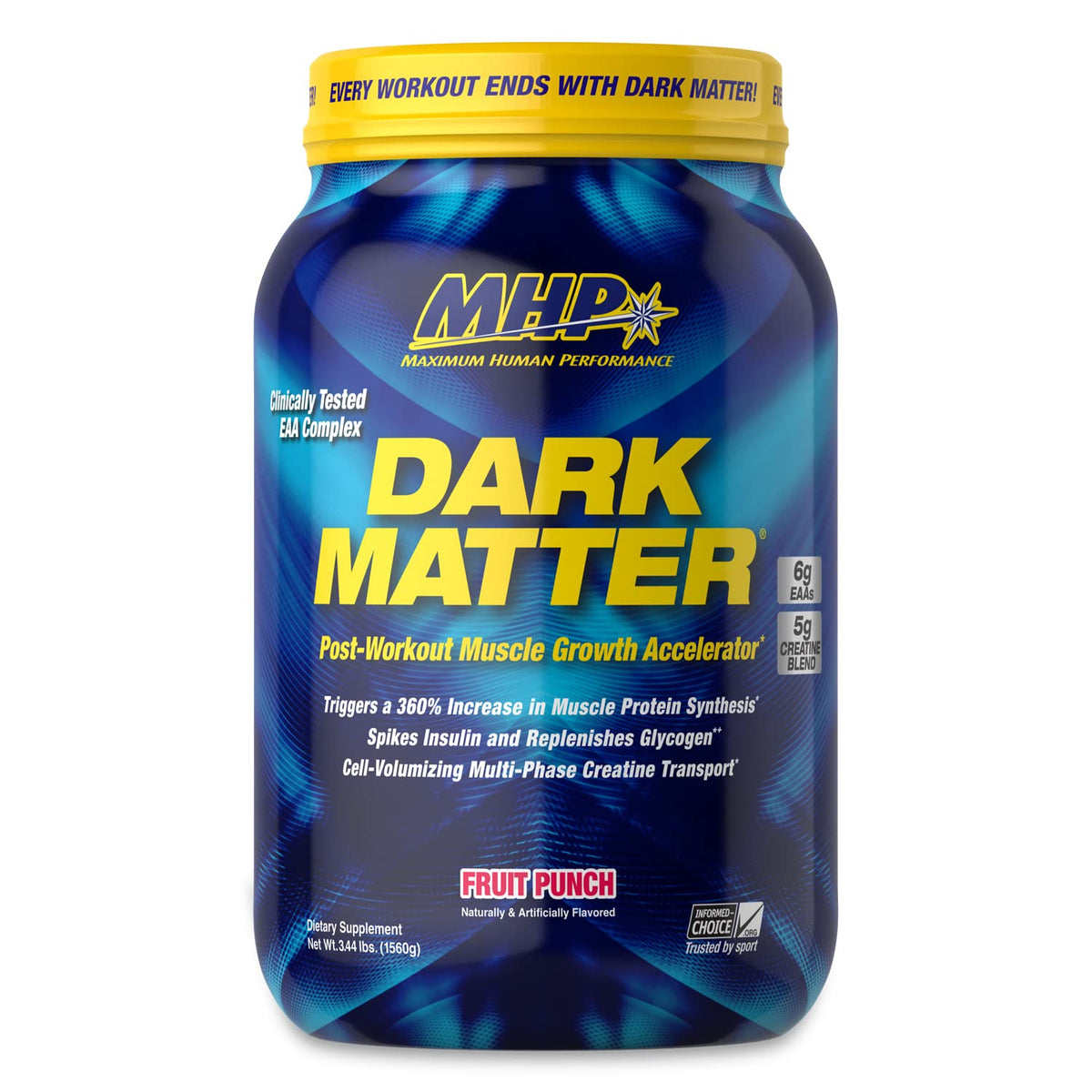 MHP Dark Matter frente del envase mostrando presentación y sabor