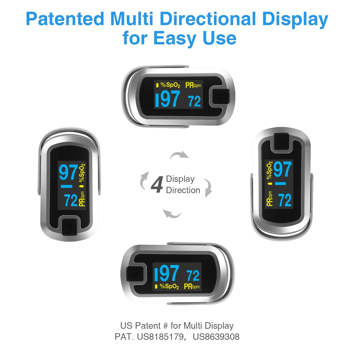 Mibest detalle de pantalla OLED mostrando SpO2 y pulso claramente