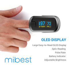Mibest detalle de pantalla OLED con cifras claras y alto contraste