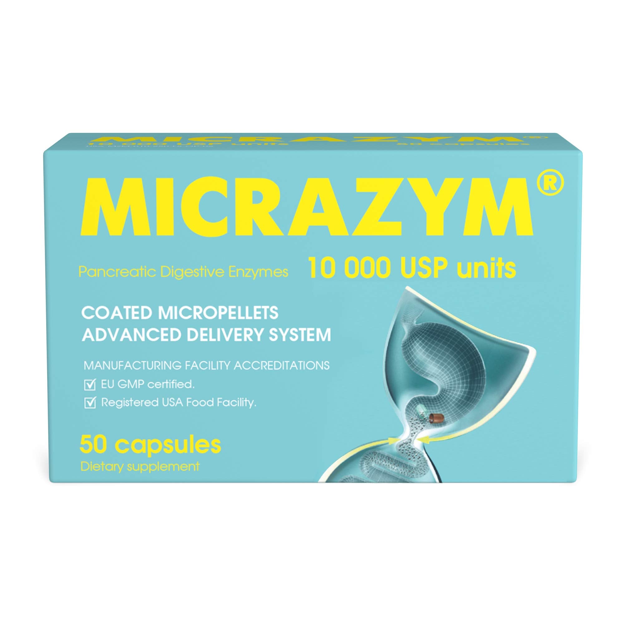 Micrazym envase frontal mostrando marca y cantidad, confianza en calidad