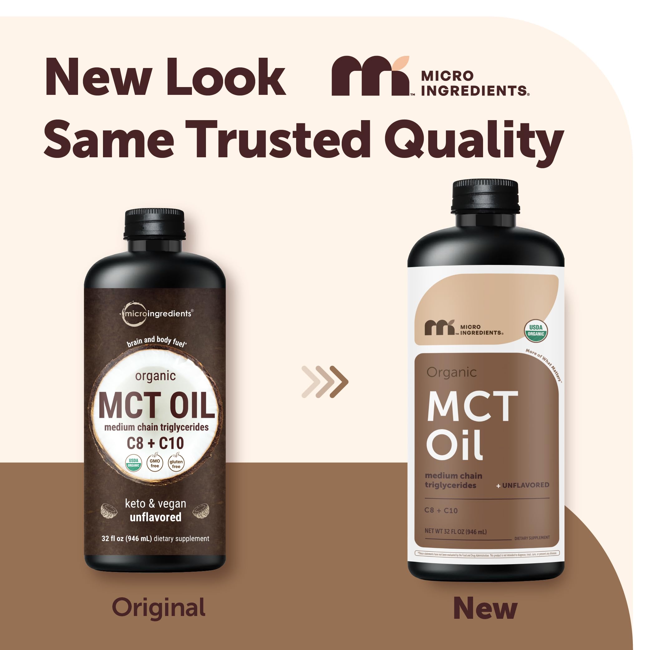 Micro Ingredients etiqueta en primer plano destacando C8 y C10 y certificación